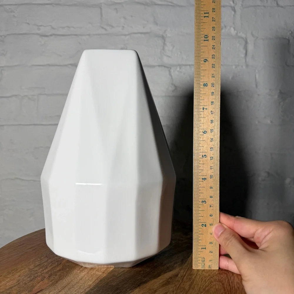 West Elm White Geometric Porcelain Vase